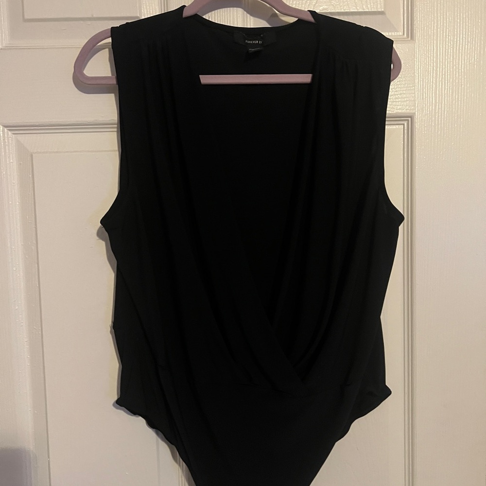 Forever 21 Black Sleeveless Wrap Bodysuit - Picture 1 of 1